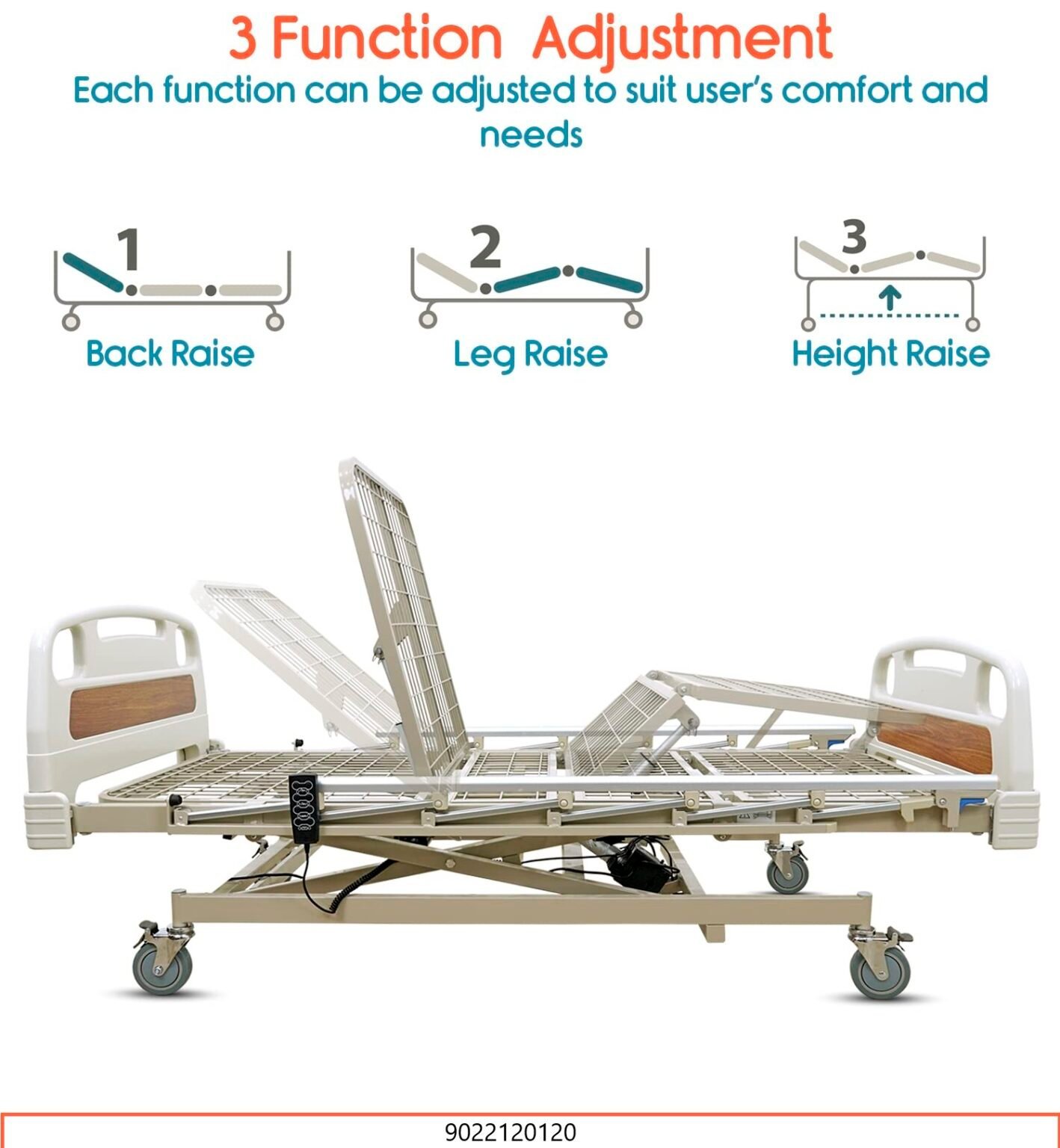 ResPro HB30 3 Function Electric ICU Hospital Bed | Automatic Motorized Adjustable Bed - Image 6