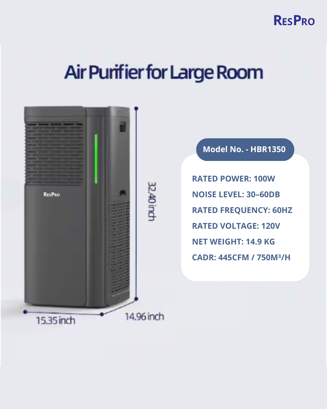 Respro Air Purifier HBR1350 with H13 HEPA Filters for Large Area Coverage - Image 11