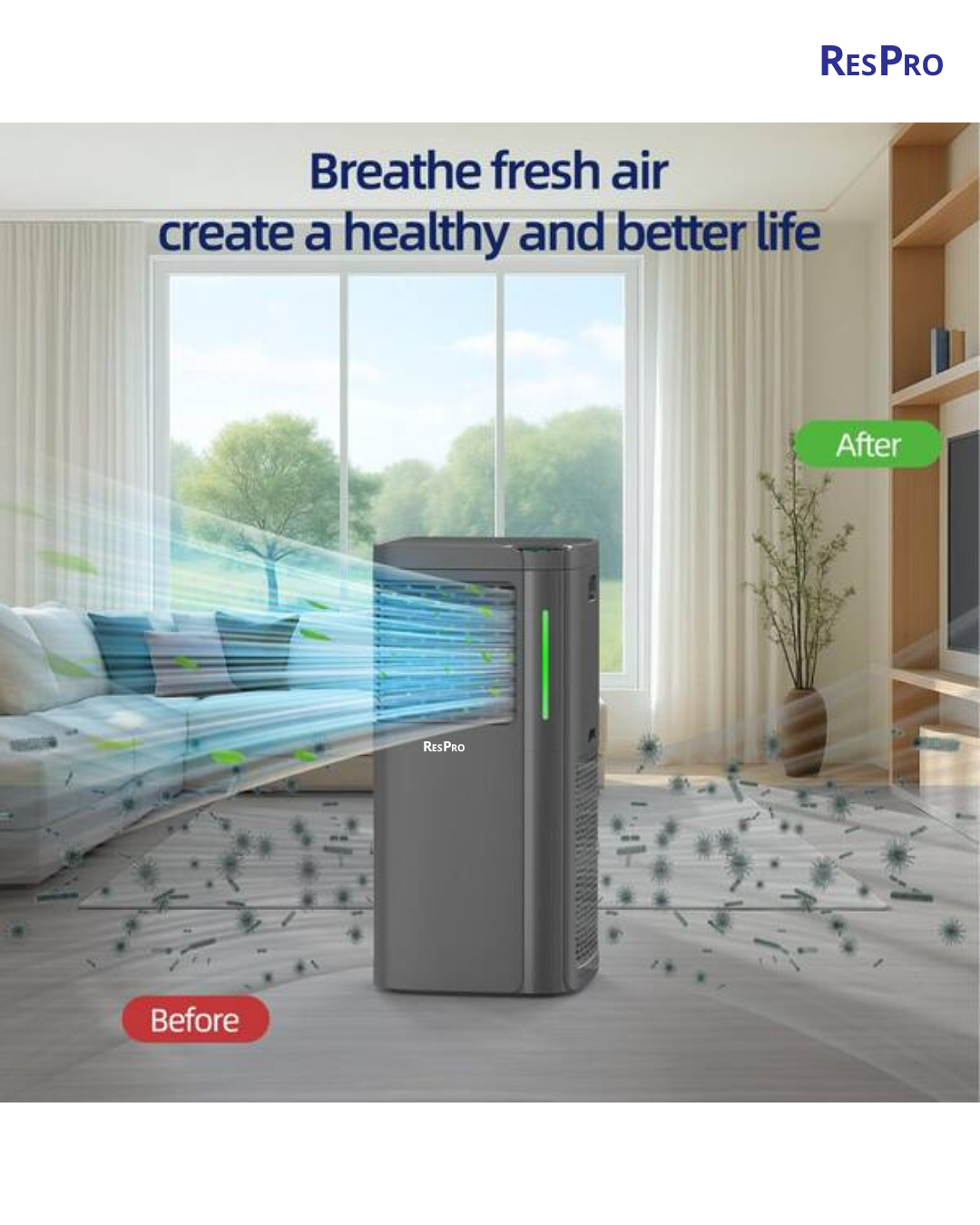 Respro Air Purifier HBR1350 with H13 HEPA Filters for Large Area Coverage - Image 3